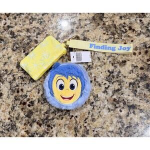 NWT 2025 Disney Parks Inside Out 2 Joy Dual Pouch Wristlet Wallet Bag Charm